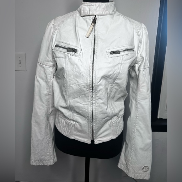 Vintage Diesel White Leather Zip-Up Jacket - Picture 3 of 17